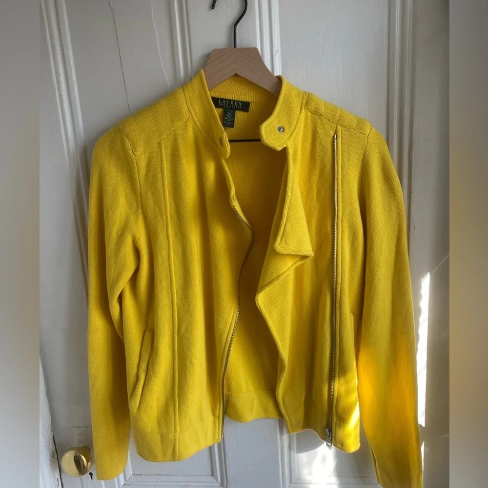 NWOT! Lauren Ralph Lauren Womens Petite
Moto Jacket Yellow SP - Picture 3 of 12